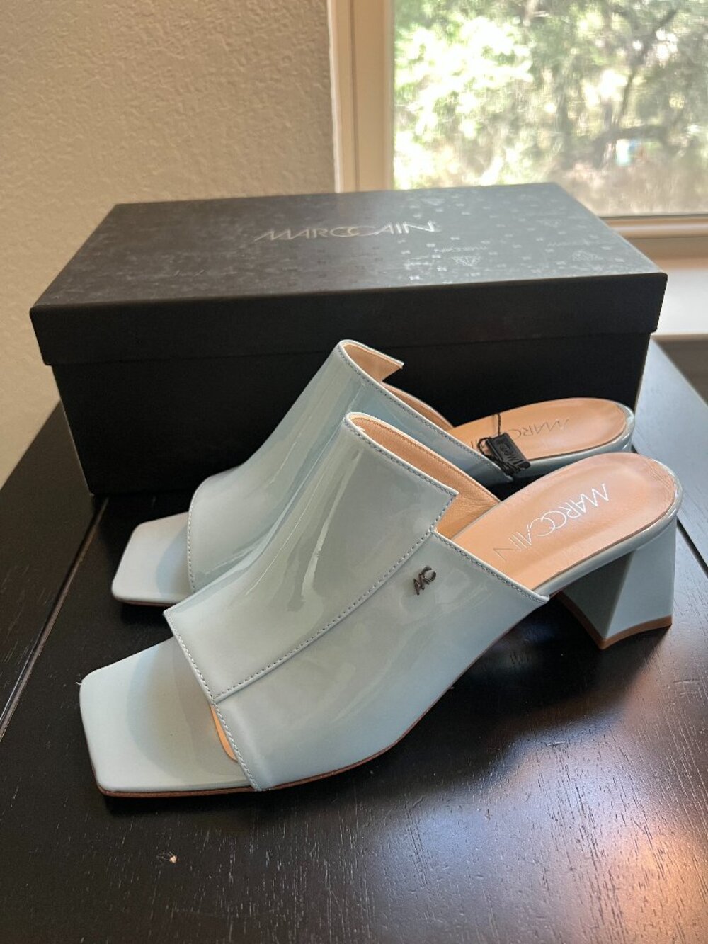 Marc Cain Baby Blue Patent Mules